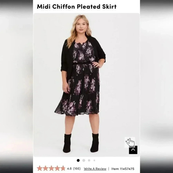 Torrid Midi Chiffon Pleated Floral Skirt Flowy Feminine Plus Size 2X or 16 18 - Picture 2 of 9